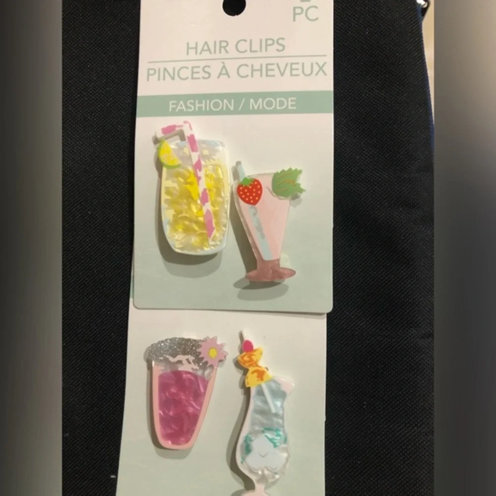 4piece Super cute fruity summer cocktail drinks glasses hair clips‎ new